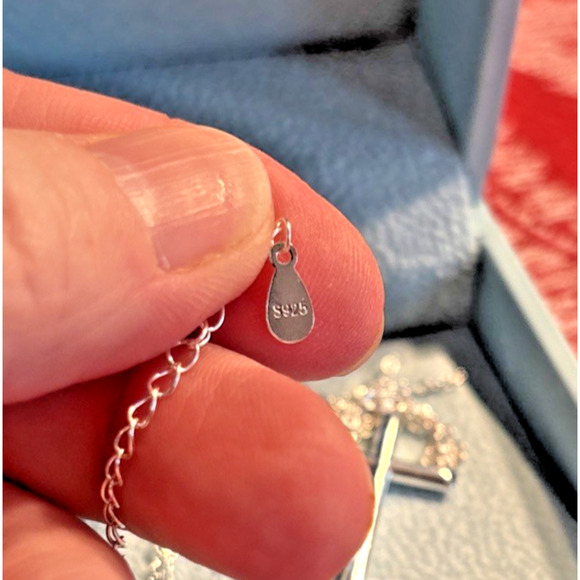 925 Sterling Silver Plain Infinity Cross Pendant Chain Necklace Faith Jewelry - Picture 3 of 5